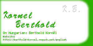 kornel berthold business card