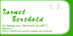 kornel berthold business card